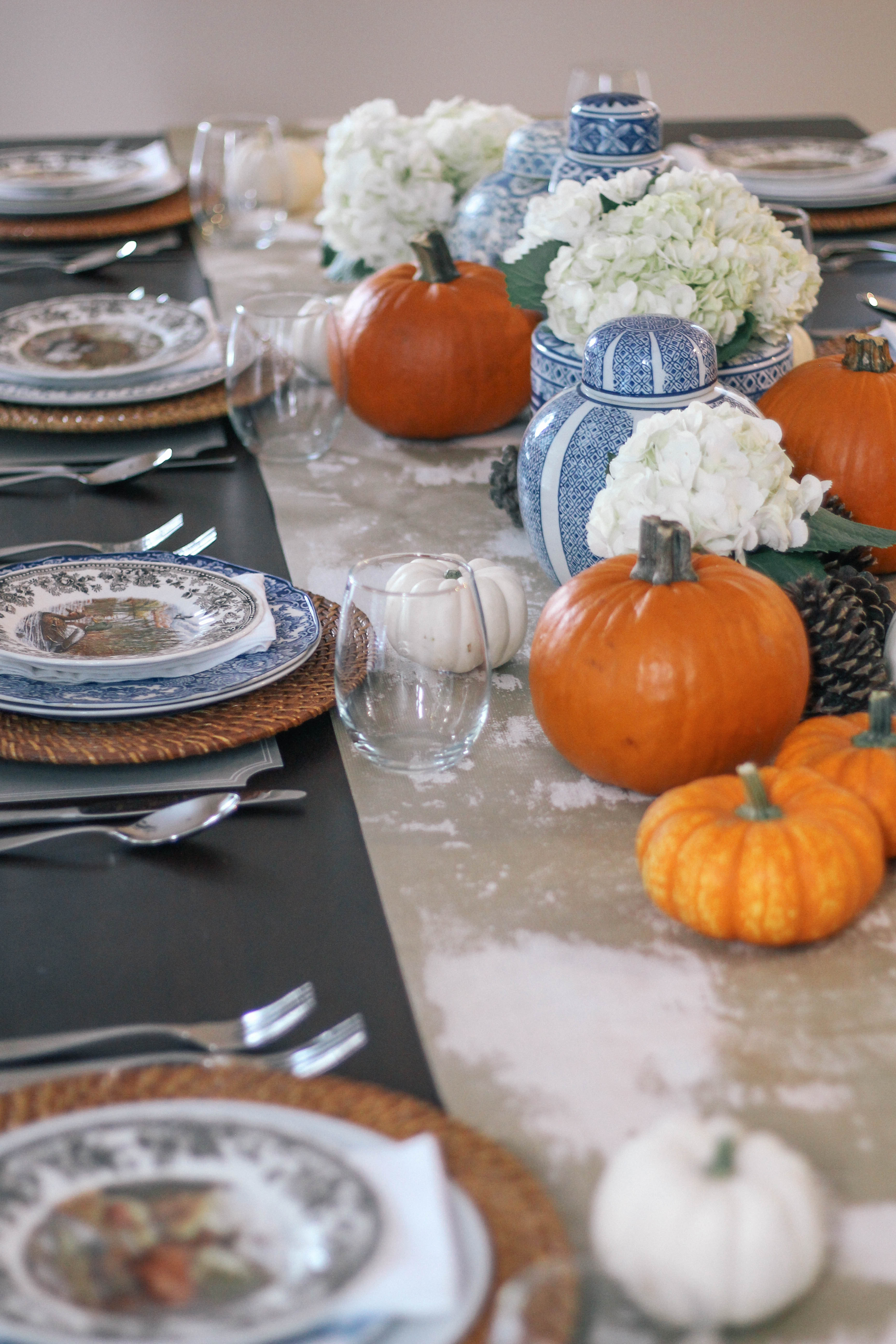 Chinoiserie Thanksgiving Tablescape Decor | Peachfully Chic