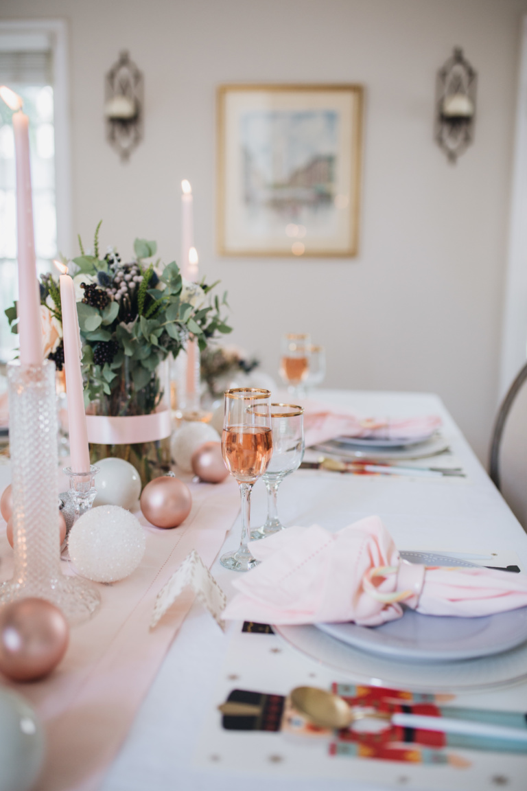 Pastel Christmas Tablescape Decor - Peachfully Chic